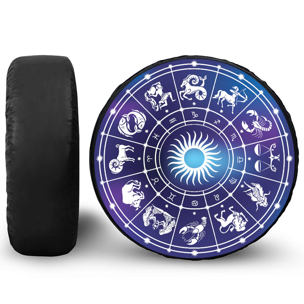 Zodiac Horoscopes Print Leather Spare Tire Cover