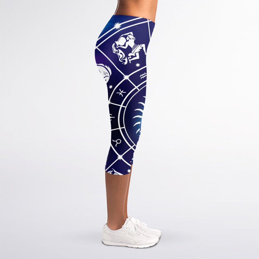 Zodiac Horoscopes Print Women's Capri Leggings