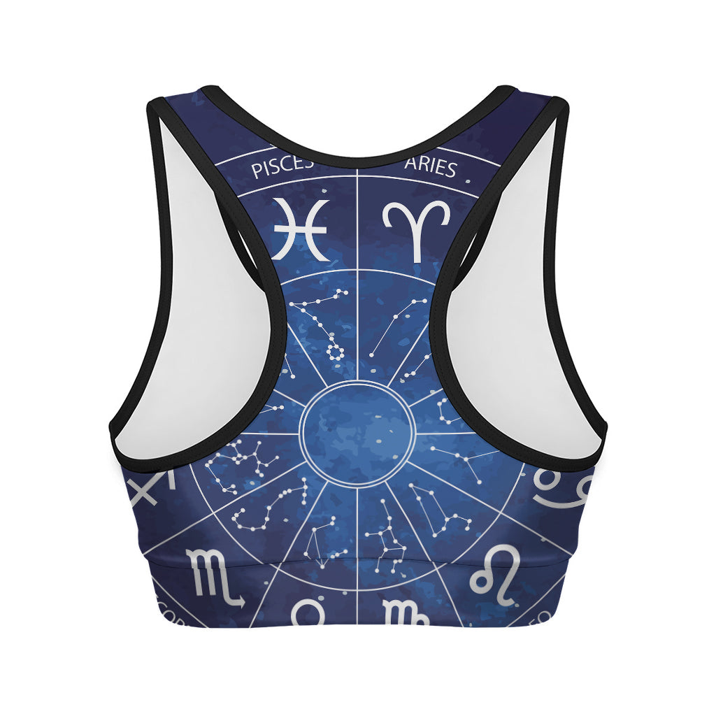Zodiac Signs Wheel Print Women's Sports Bra