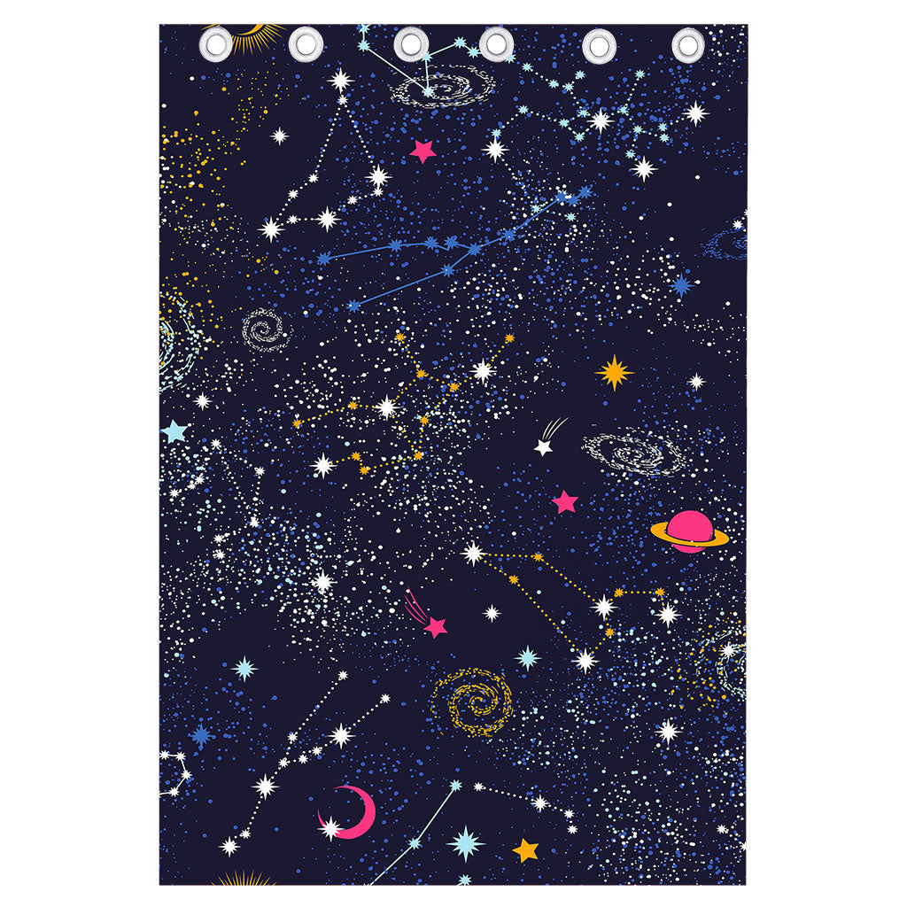 Zodiac Star Signs Galaxy Space Print Curtain
