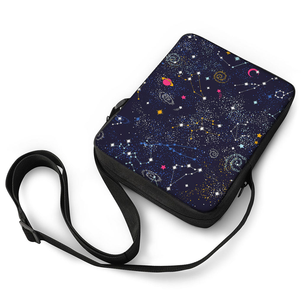 Zodiac Star Signs Galaxy Space Print Rectangular Crossbody Bag