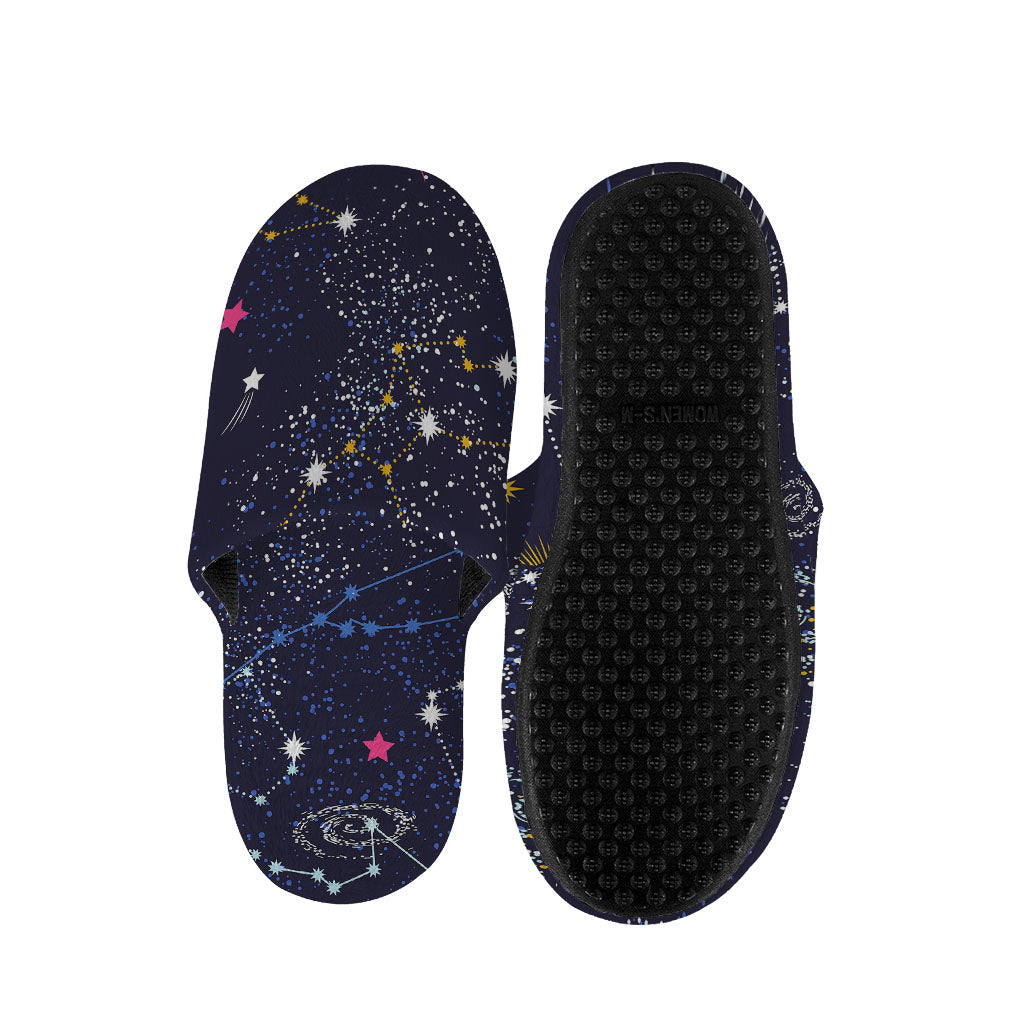 Zodiac Star Signs Galaxy Space Print Slippers