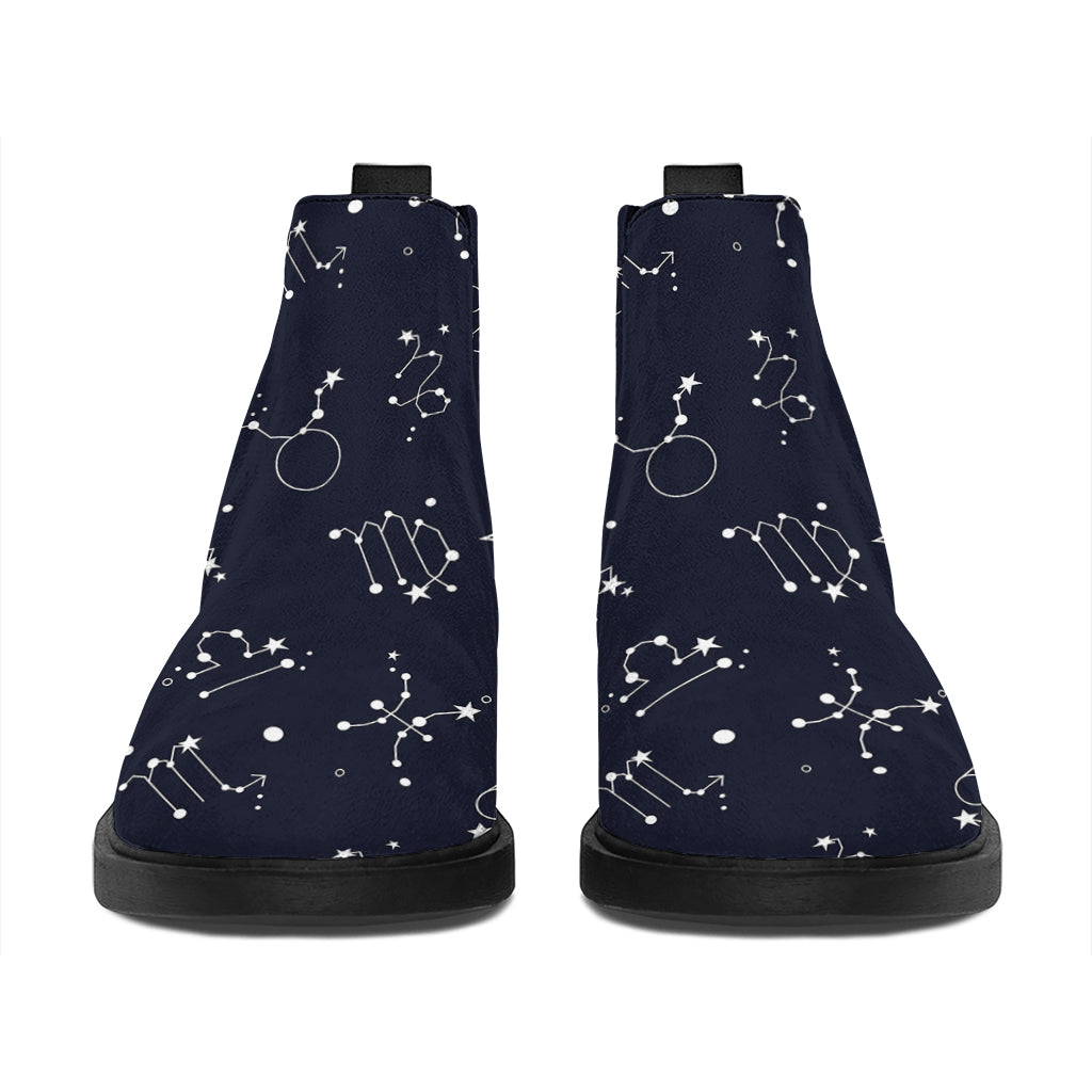 Zodiac Star Signs Pattern Print Flat Ankle Boots