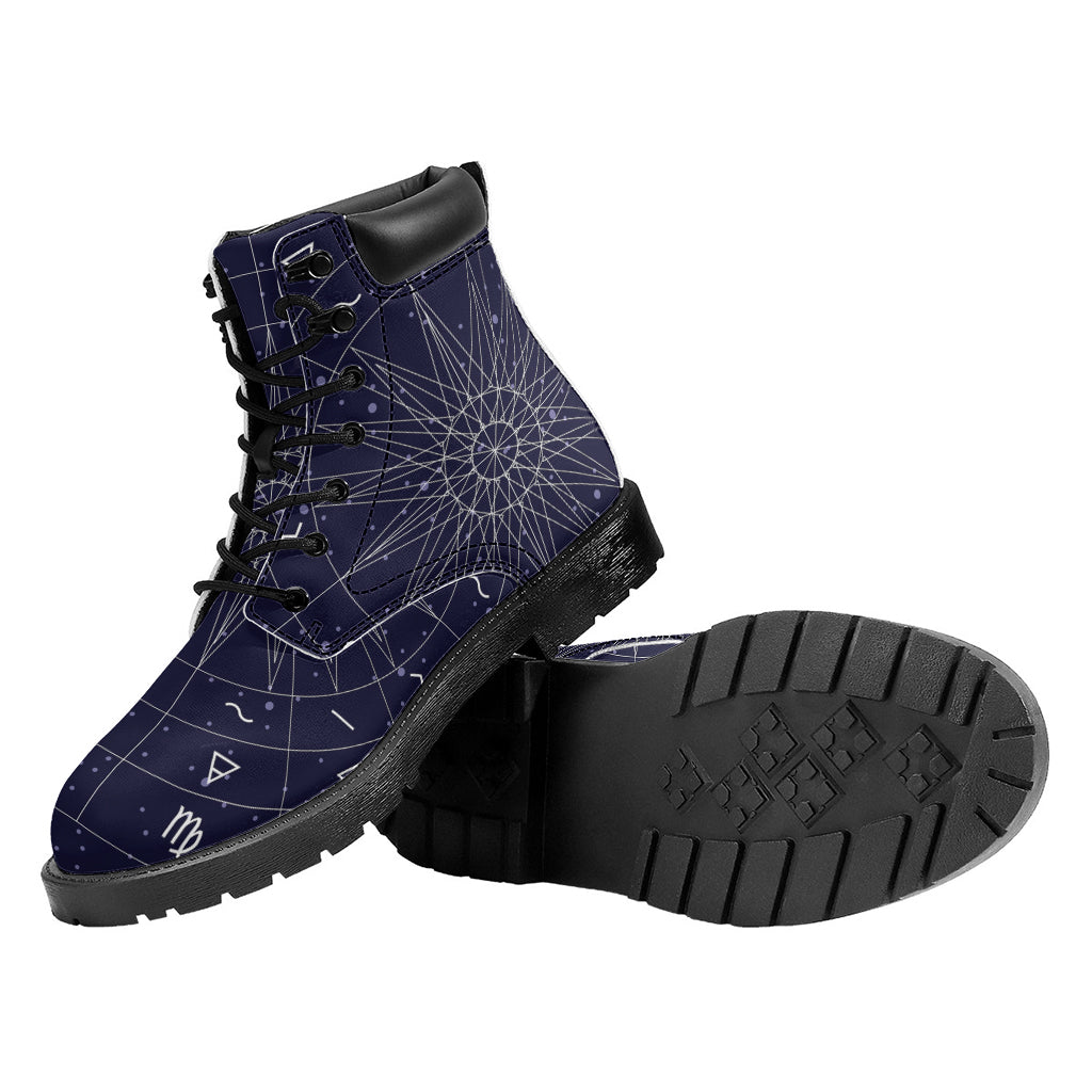 Zodiac Symbols Circle Print Work Boots