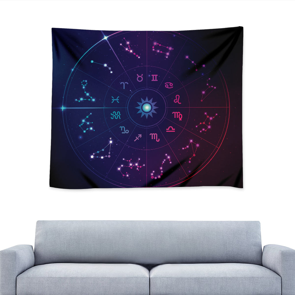Zodiac Symbols Wheel Print Tapestry