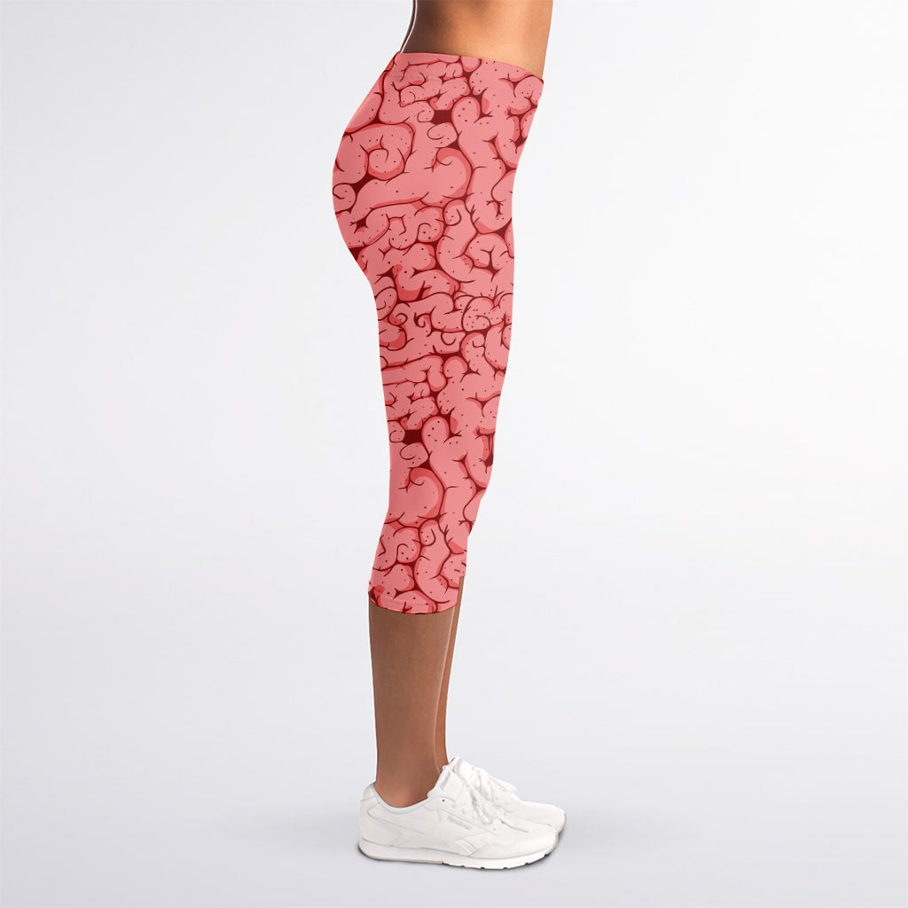 Zombie Brain Print Women's Capri Leggings