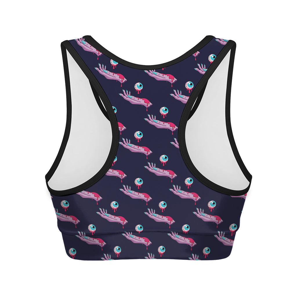 Zombie Eyeball Pattern Print Women's Sports Bra