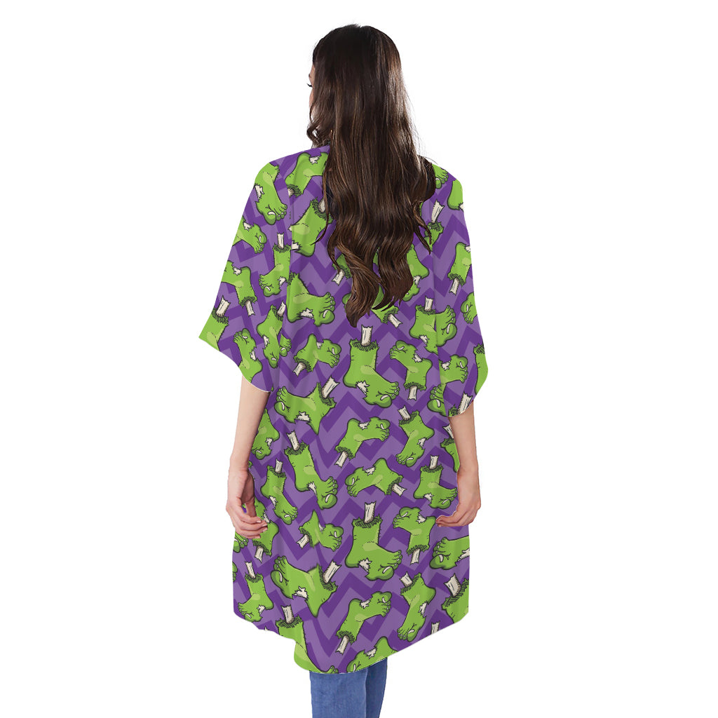 Zombie Foot Pattern Print Open Front Beach Cover Up