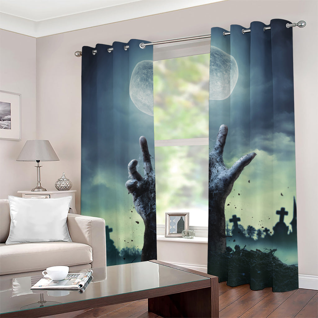 Zombie Hand Rising From Grave Print Grommet Curtains