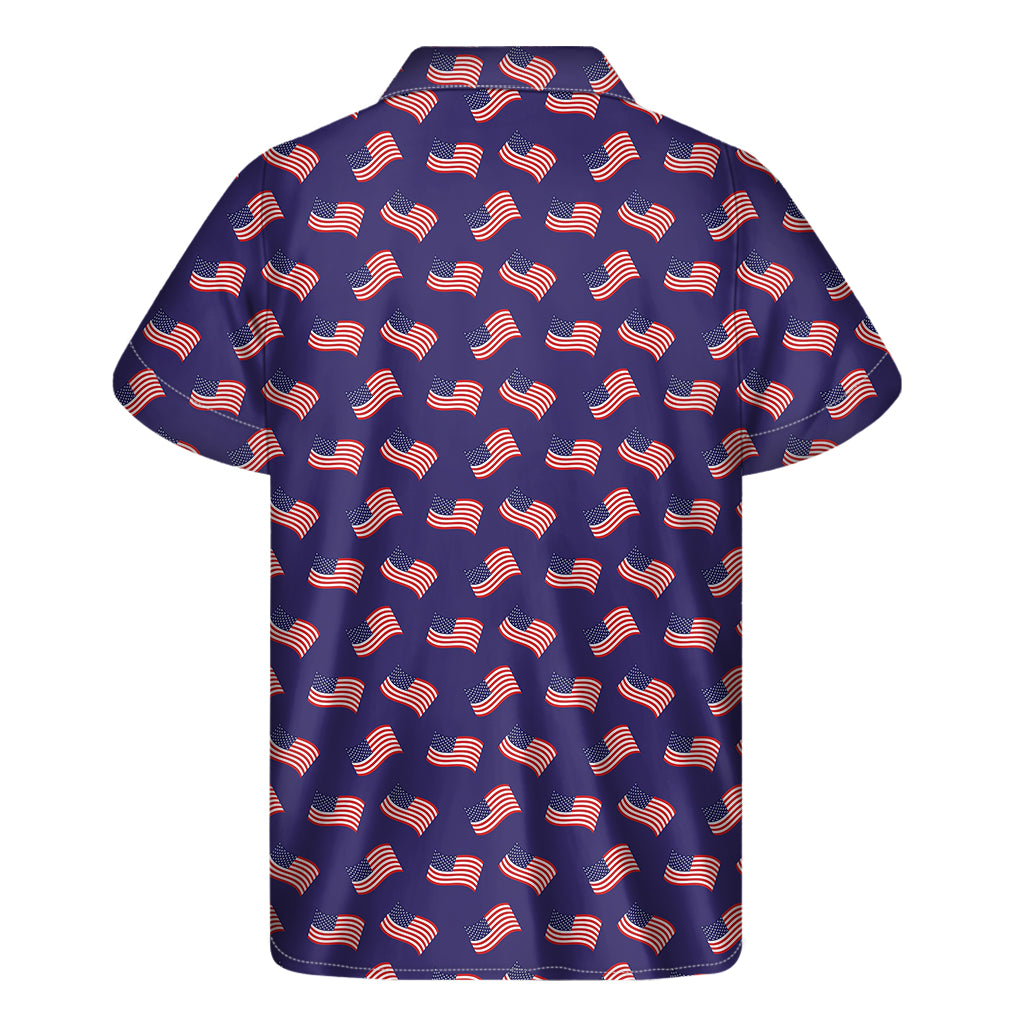 4th of July American Flag Pattern Print Men's Short Sleeve Shirt