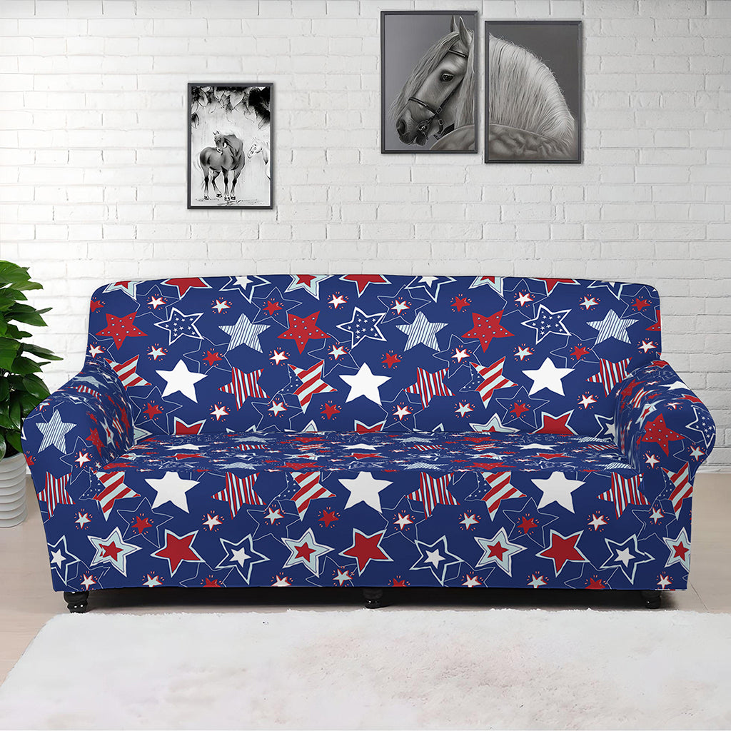 4th of July American Star Pattern Print Sofa Cover