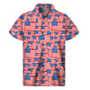 4th of July USA Flag Pattern Print Men's Short Sleeve Shirt