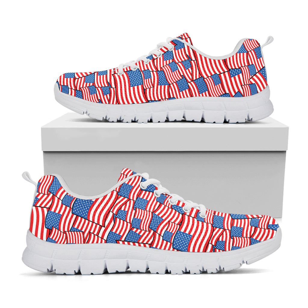4th of July USA Flag Pattern Print White Sneakers