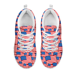 4th of July USA Flag Pattern Print White Sneakers