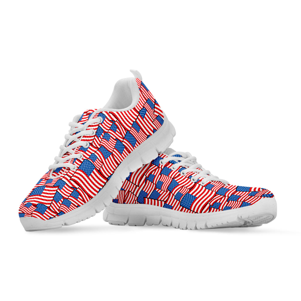 4th of July USA Flag Pattern Print White Sneakers