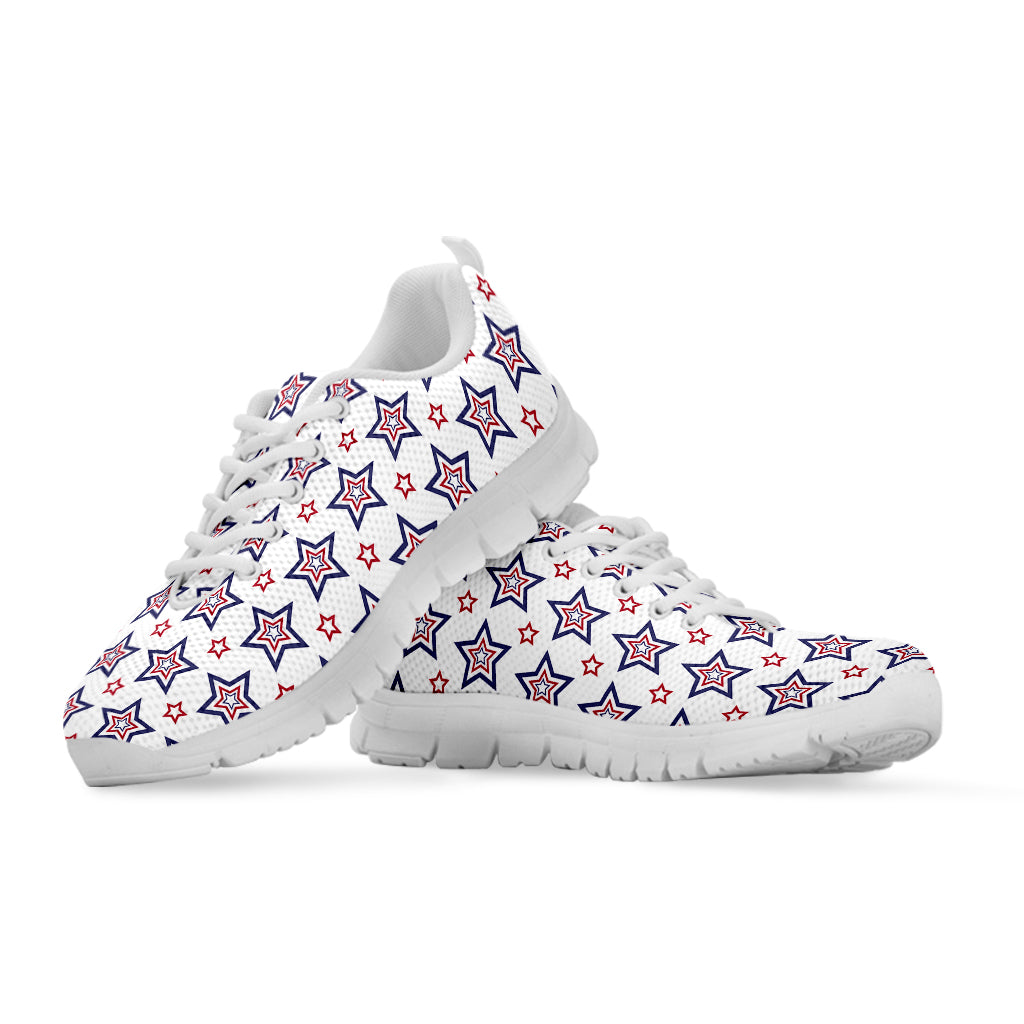 4th of July USA Star Pattern Print White Sneakers