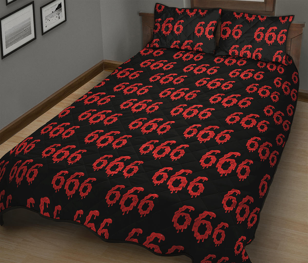 666 Satan Pattern Print Quilt Bed Set
