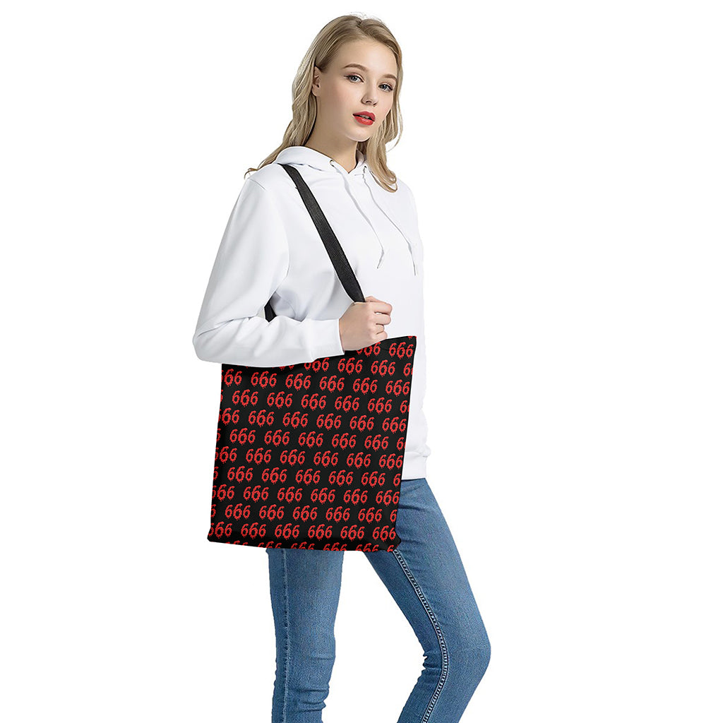 666 Satan Pattern Print Tote Bag