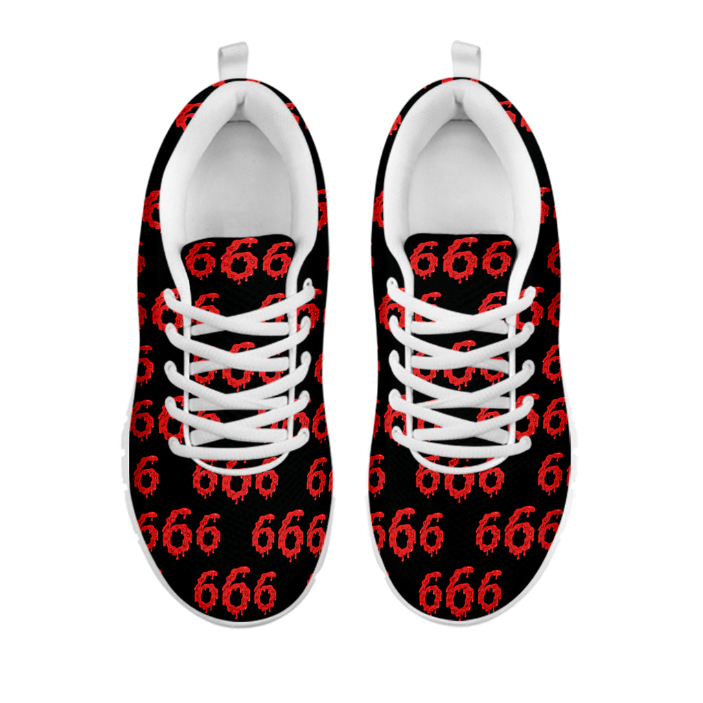 666 Satan Pattern Print White Sneakers
