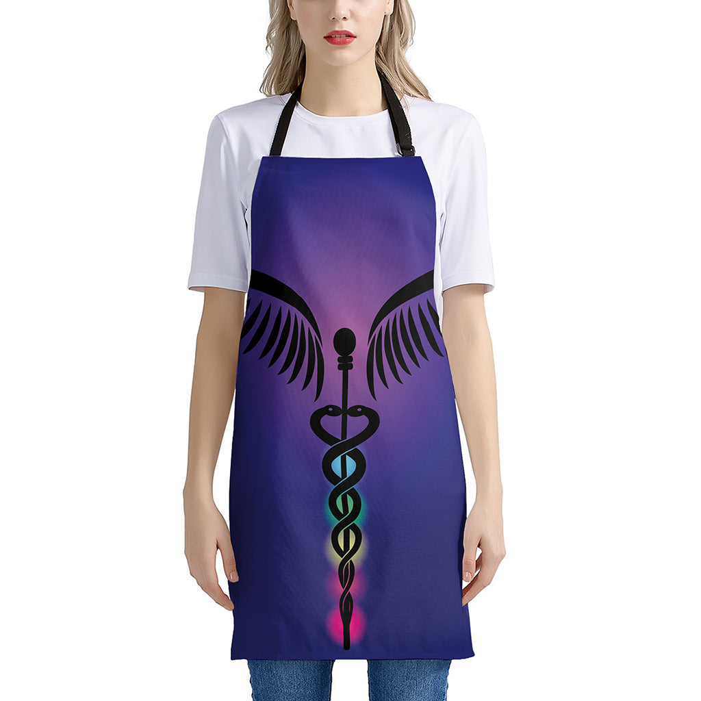7 Chakras Caduceus Print Apron