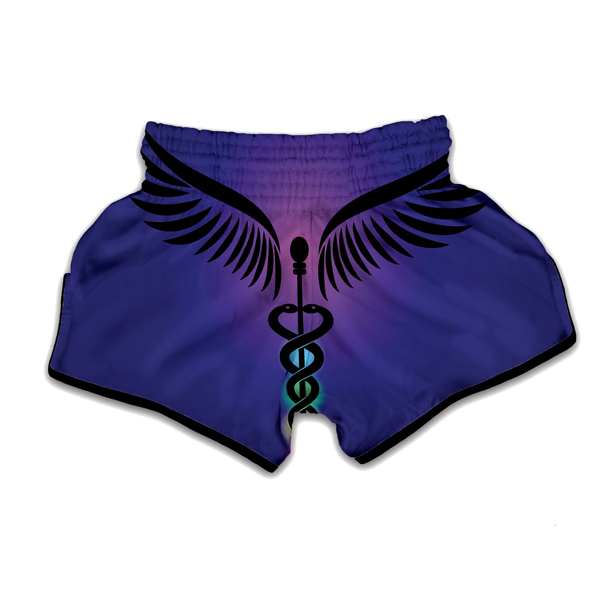 7 Chakras Caduceus Print Muay Thai Boxing Shorts