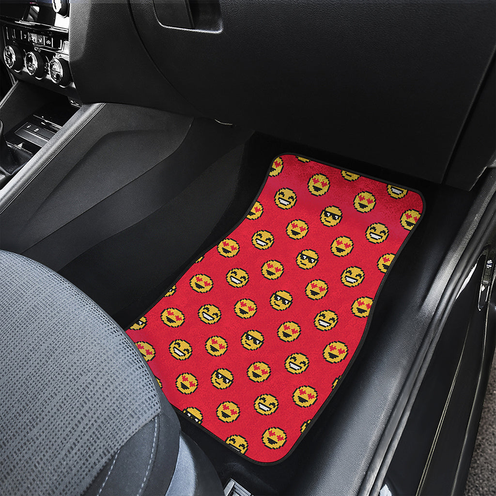 8-Bit Emoji Pattern Print Front Car Floor Mats