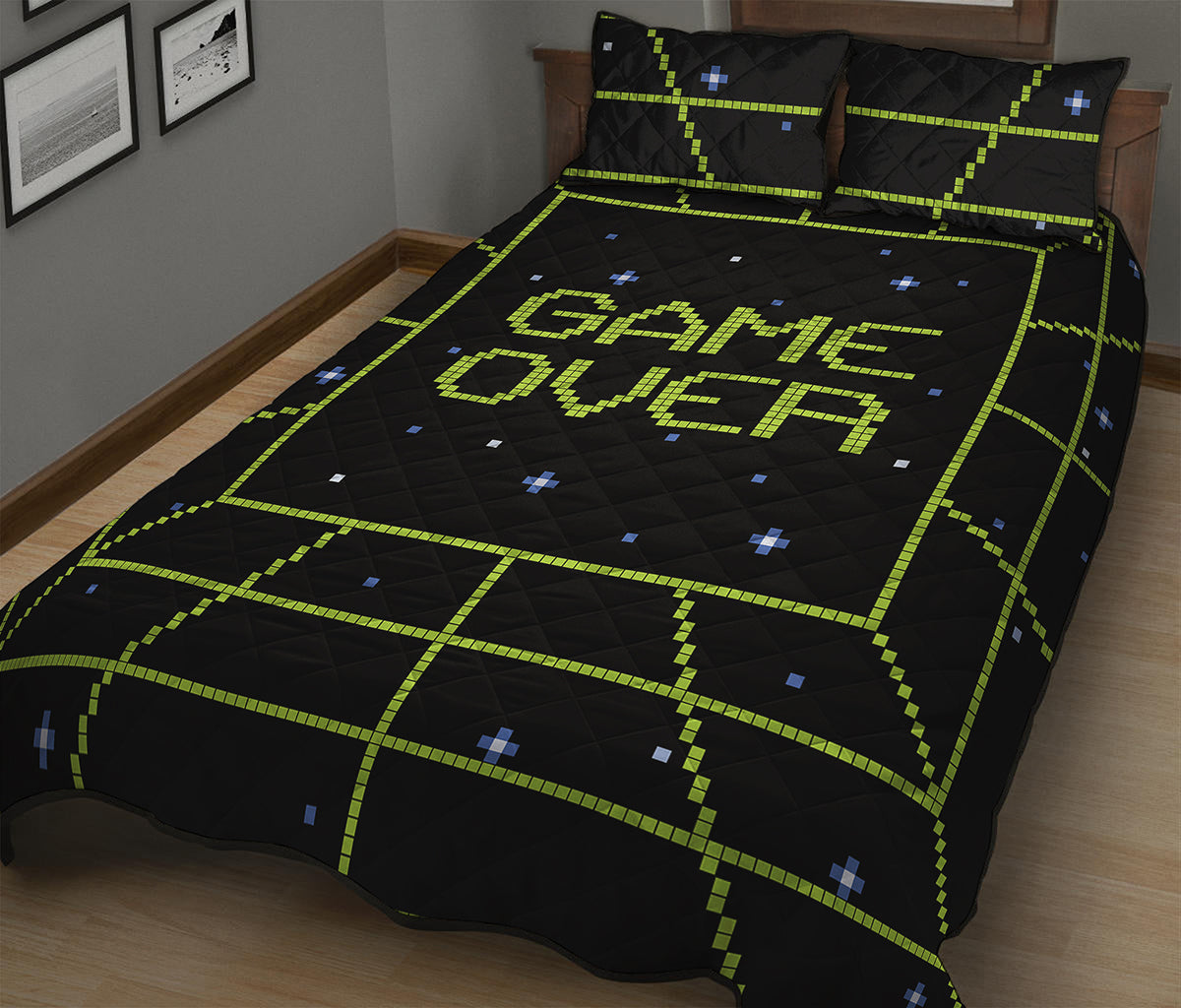 8-Bit Game Over Print Quilt Bed Set