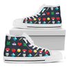 8-Bit Pixel Game Items Print White High Top Shoes