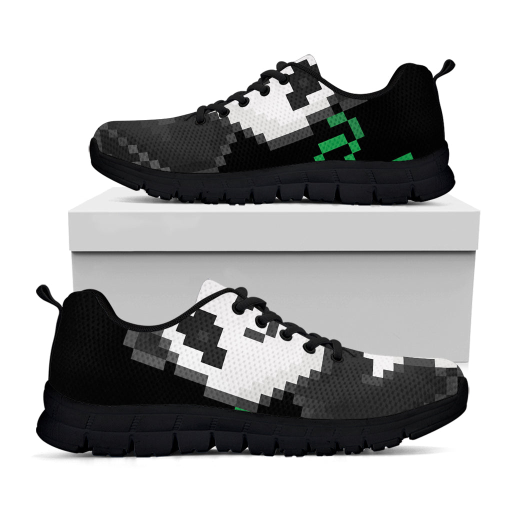 8-Bit Pixel Panda Print Black Sneakers