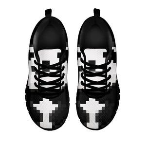 8-Bit Pixel Panda Print Black Sneakers