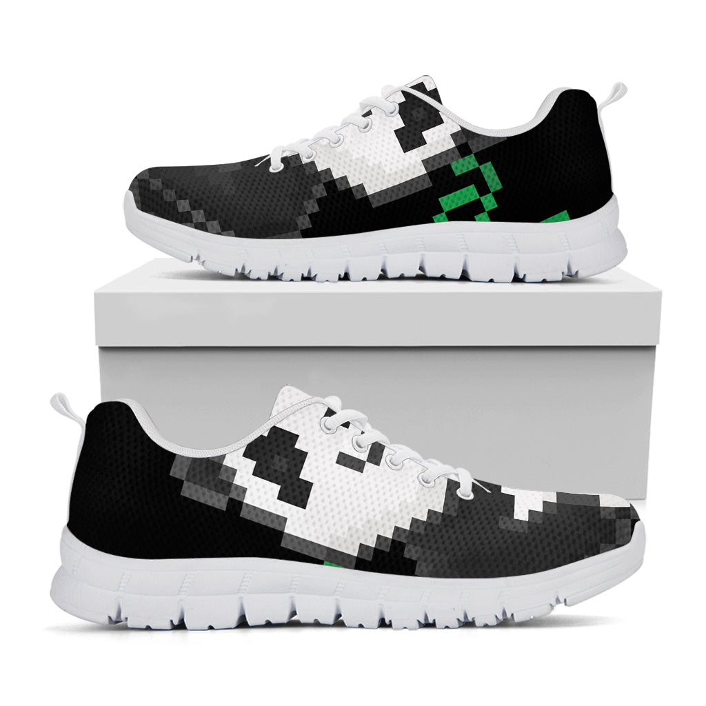 8-Bit Pixel Panda Print White Sneakers