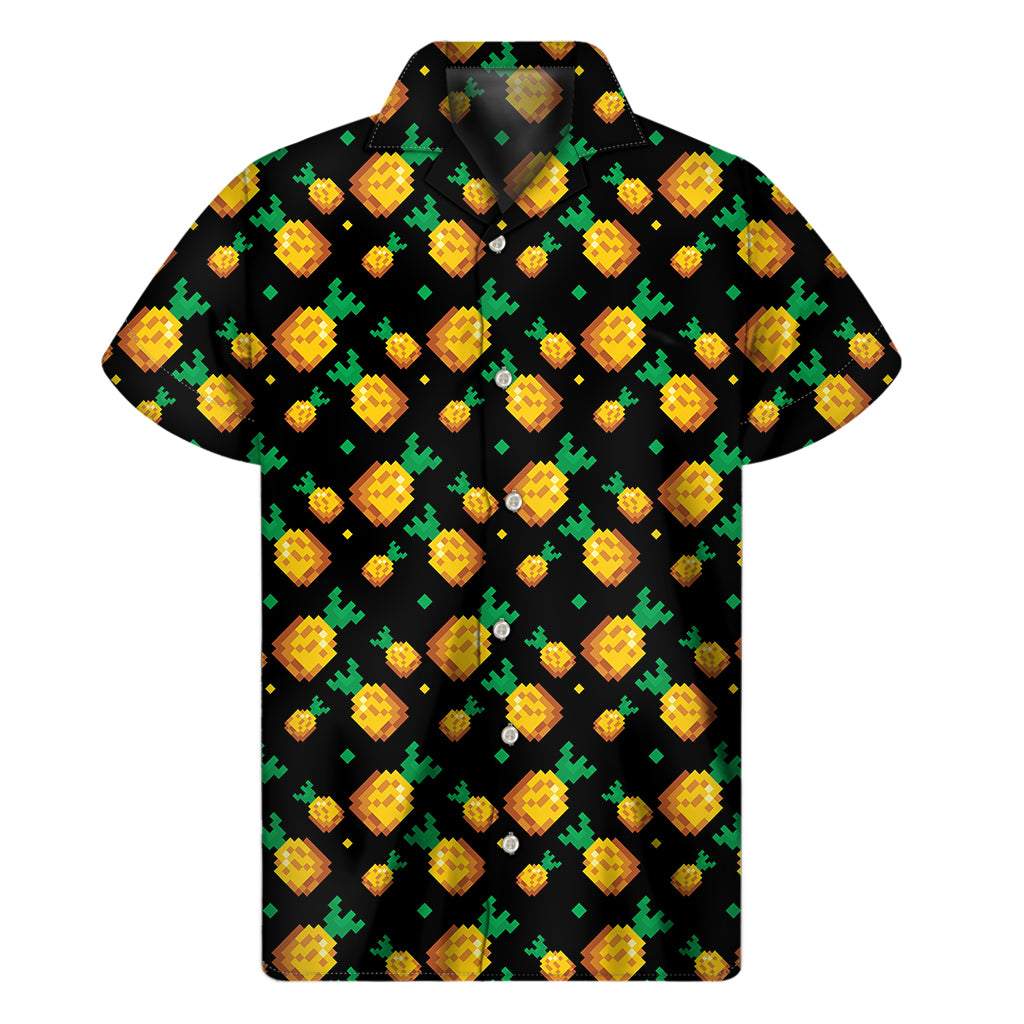 8-Bit Pixel Pineapple Print Men's Short Sleeve Shirt