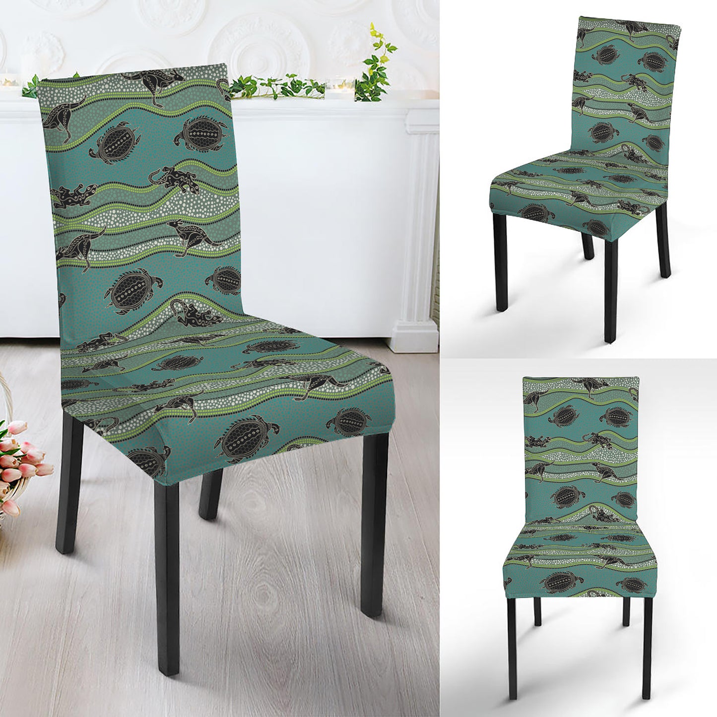 Aboriginal Animals Pattern Print Dining Chair Slipcover