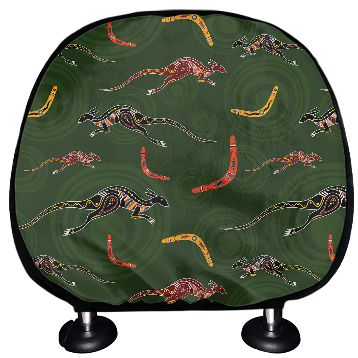 Aboriginal Boomerang And Kangaroo Print Car Headrest Covers