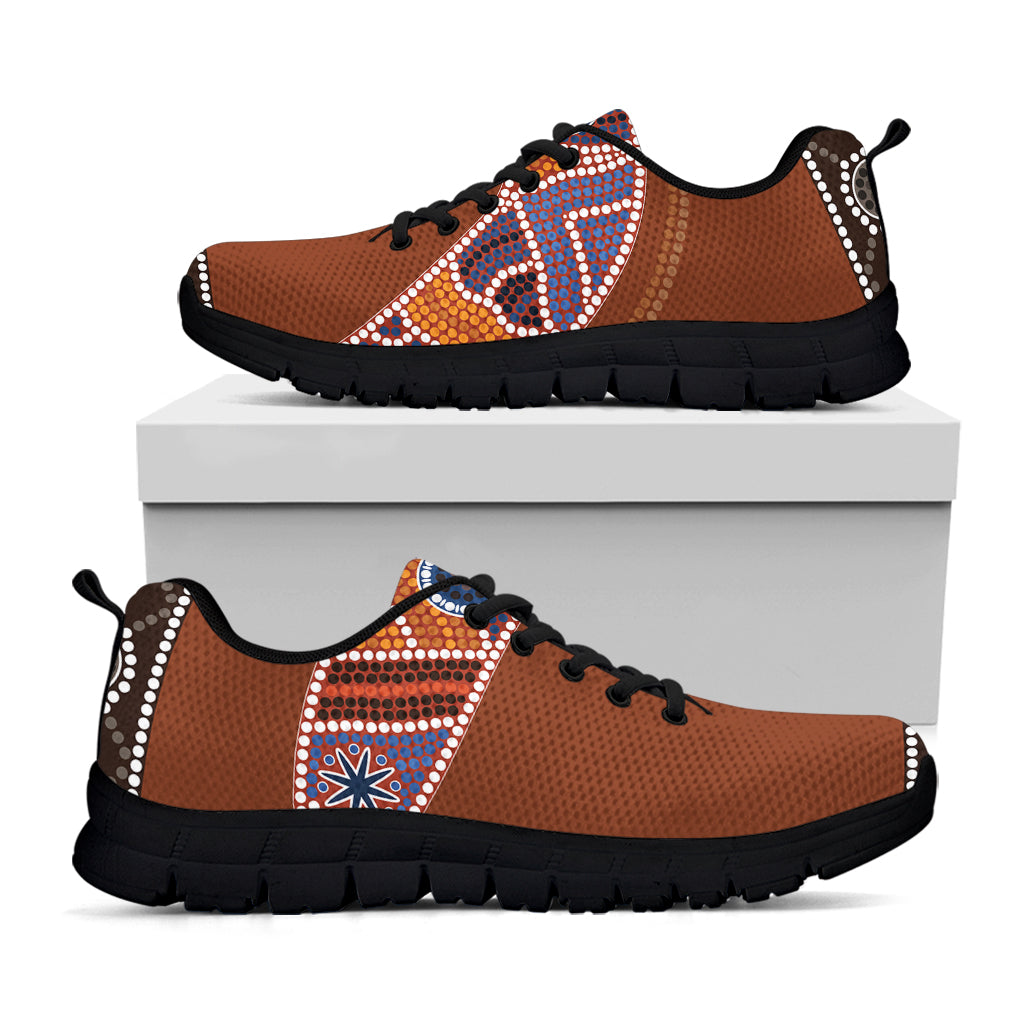 Aboriginal Dot Boomerang Print Black Sneakers