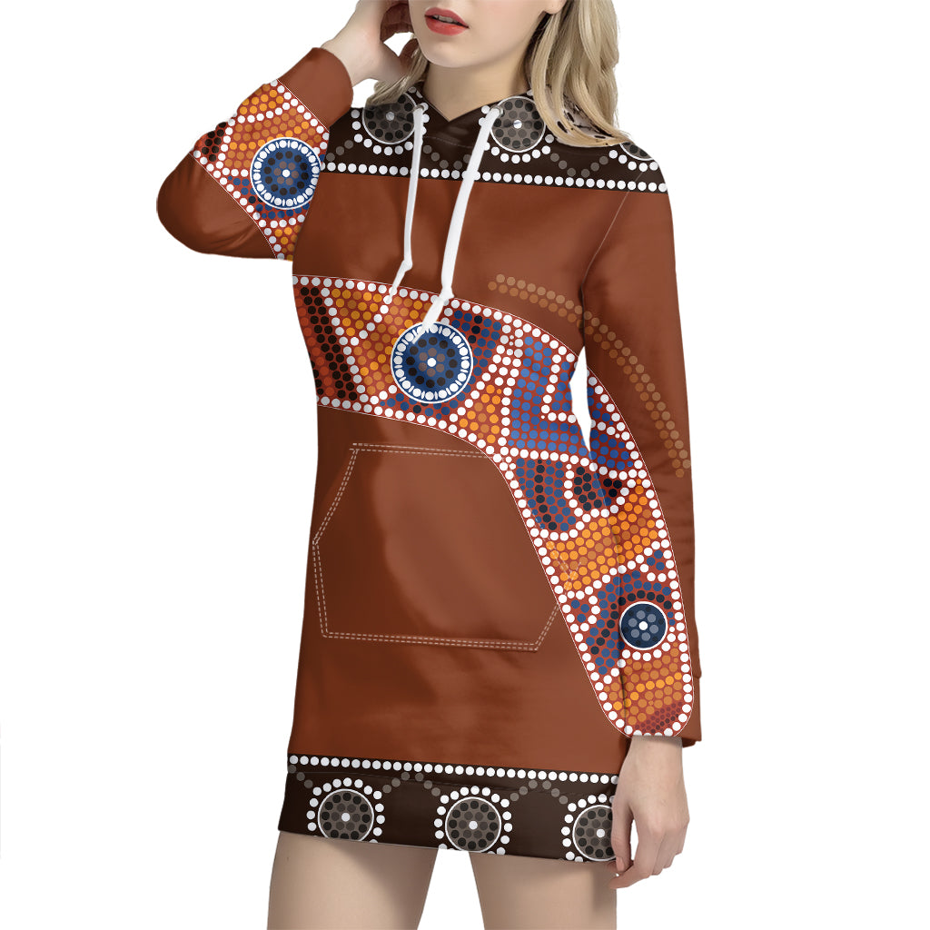 Aboriginal Dot Boomerang Print Pullover Hoodie Dress