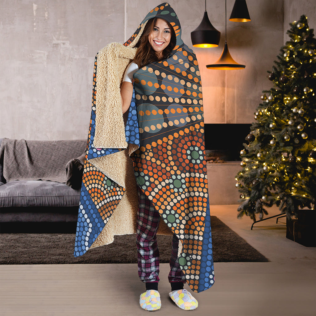 Aboriginal Indigenous Sunset Art Print Hooded Blanket