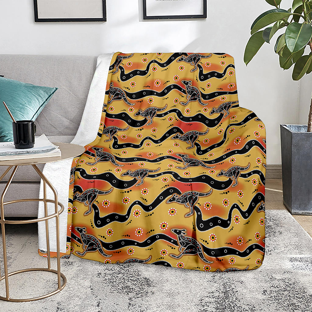 Aboriginal Kangaroo Pattern Print Blanket