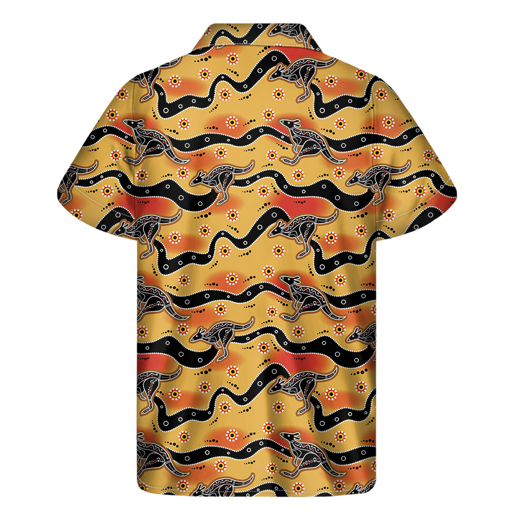 Aboriginal Kangaroo Pattern Print Men's Short Sleeve Shirt