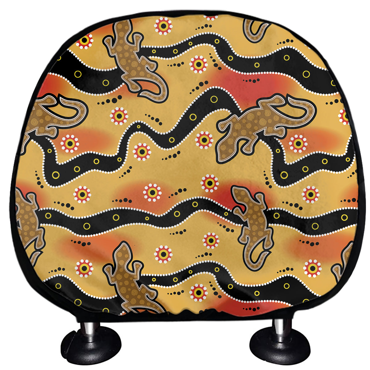 Aboriginal Lizard Pattern Print Car Headrest Covers