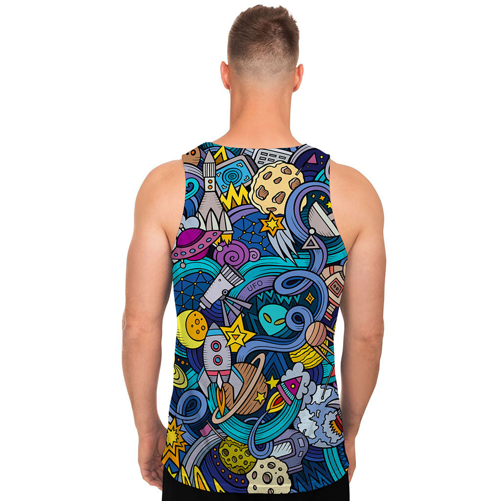 Abstract Cartoon Galaxy Space Print Men's Tank Top