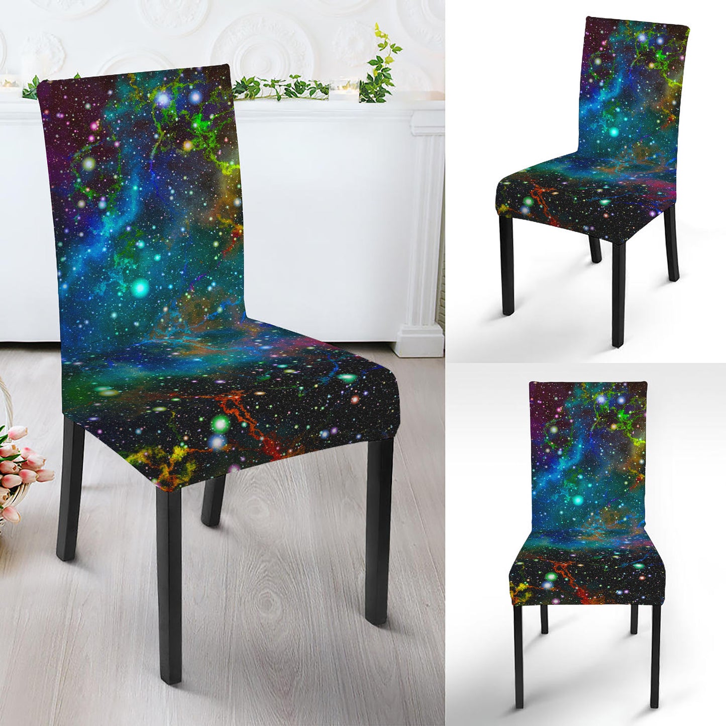 Abstract Colorful Galaxy Space Print Dining Chair Slipcover