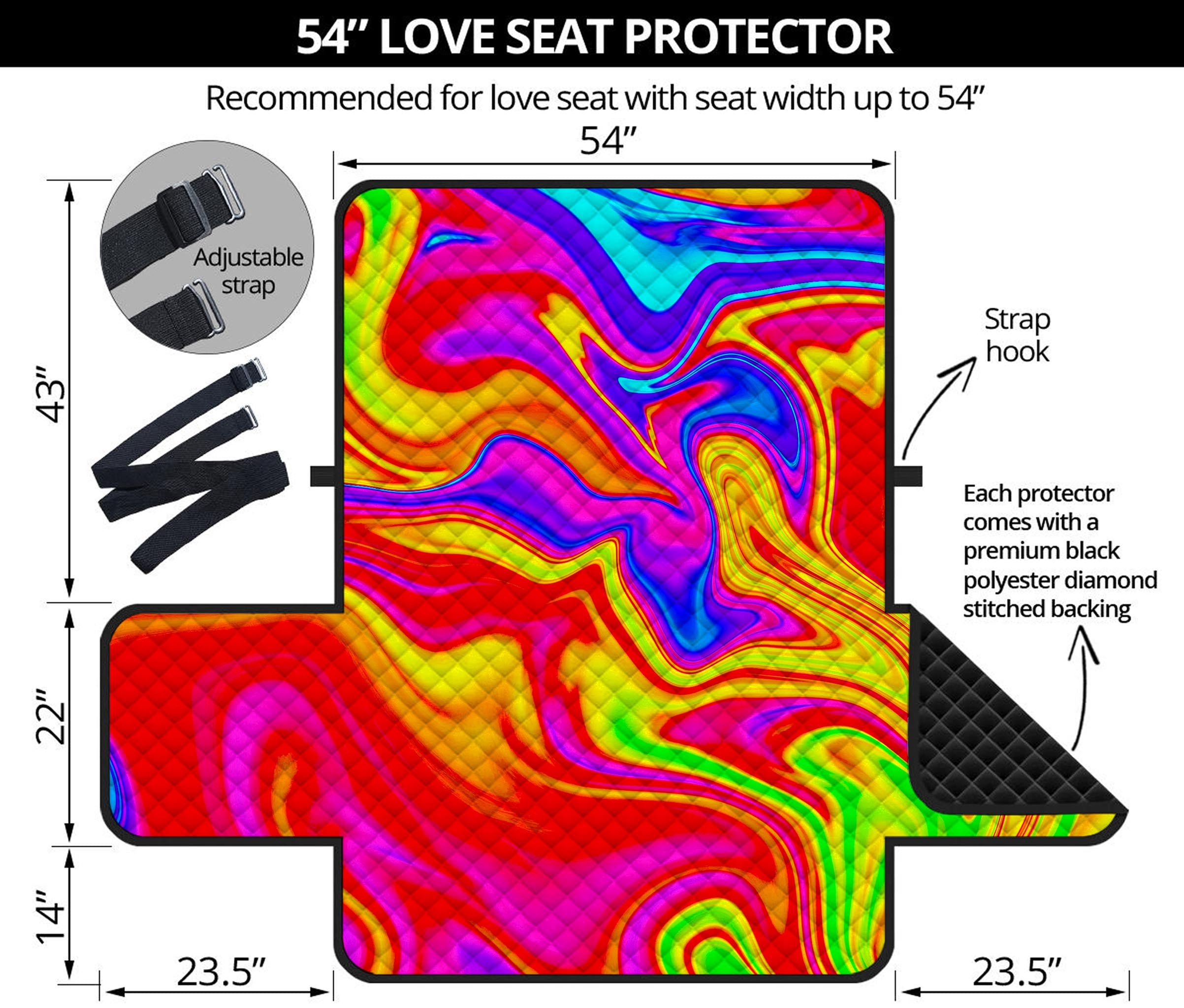 Abstract Colorful Liquid Trippy Print Loveseat Protector