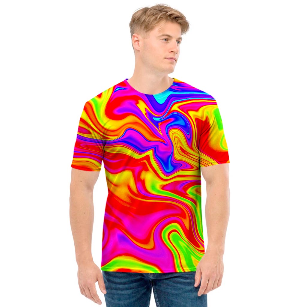 Abstract Colorful Liquid Trippy Print Men's T-Shirt