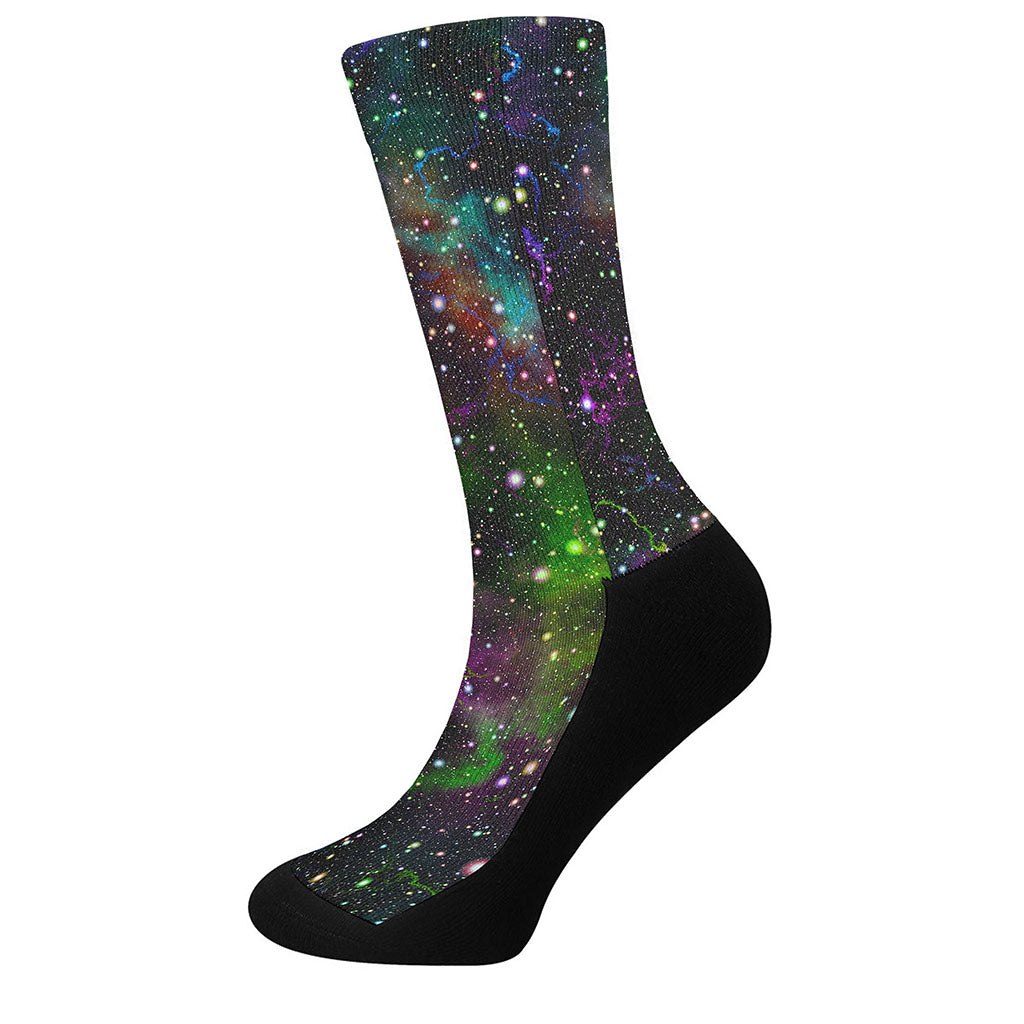 Abstract Dark Galaxy Space Print Crew Socks