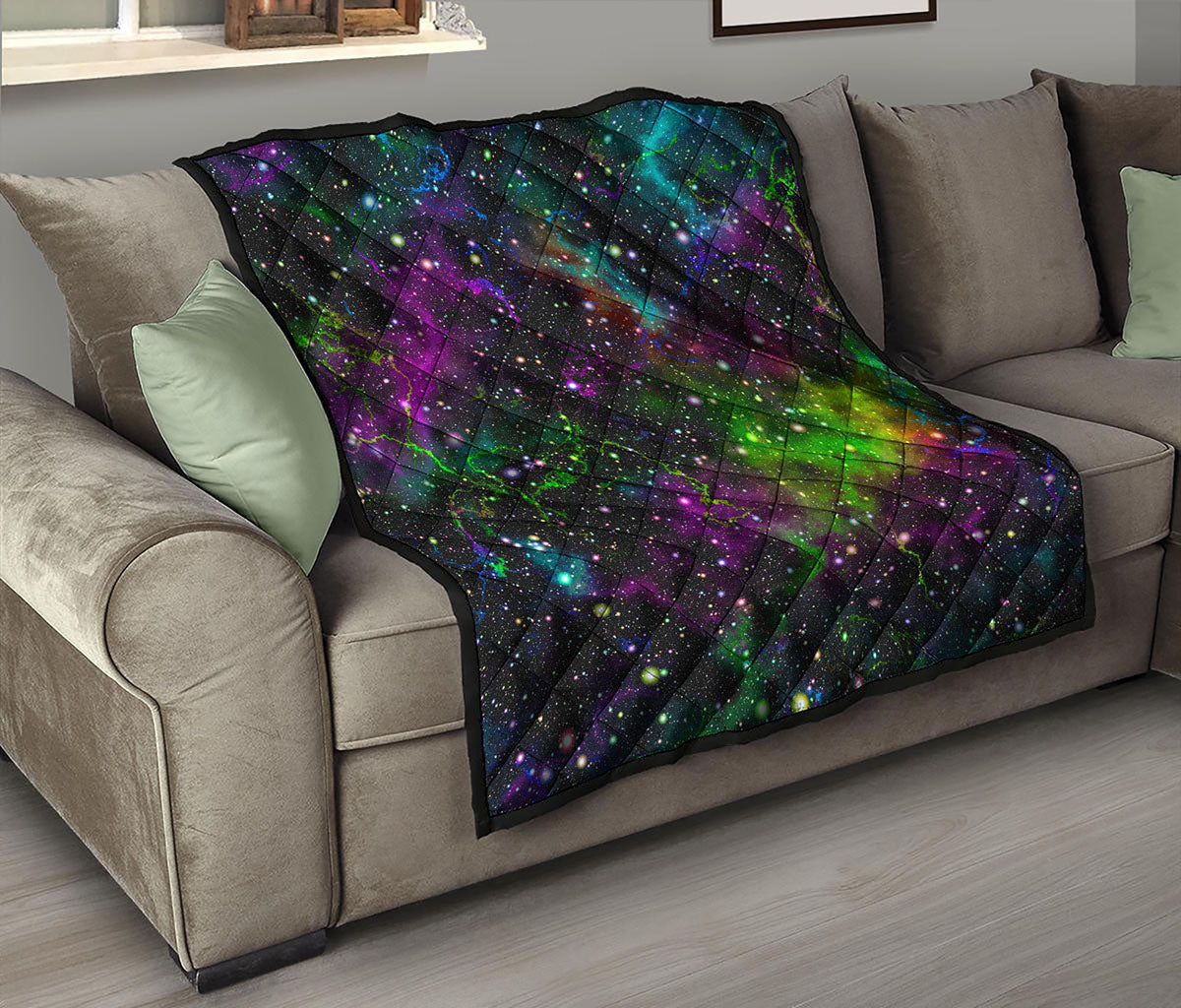 Abstract Dark Galaxy Space Print Quilt