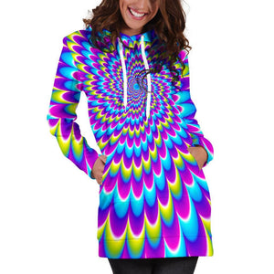 Abstract Dizzy Moving Optical Illusion Hoodie Dress GearFrost