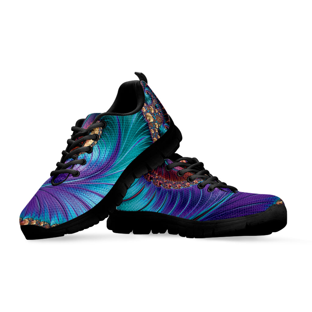 Abstract Fractal Print Black Sneakers