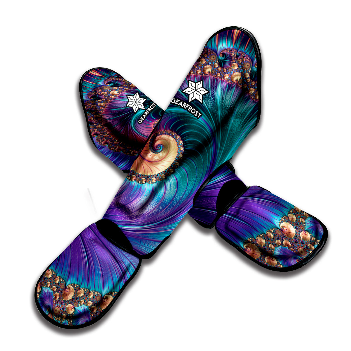 Abstract Fractal Print Muay Thai Shin Guard