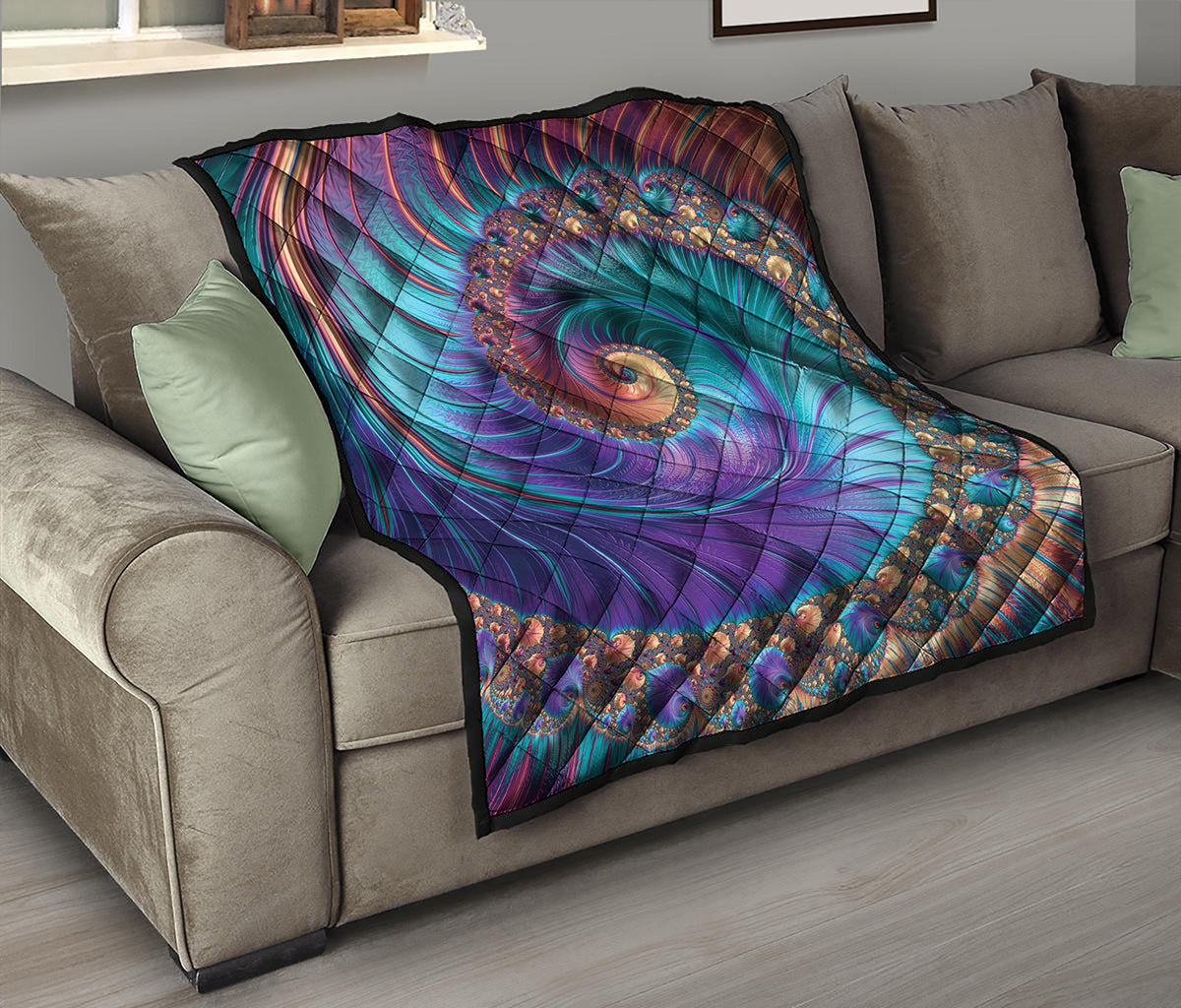 Abstract Fractal Print Quilt